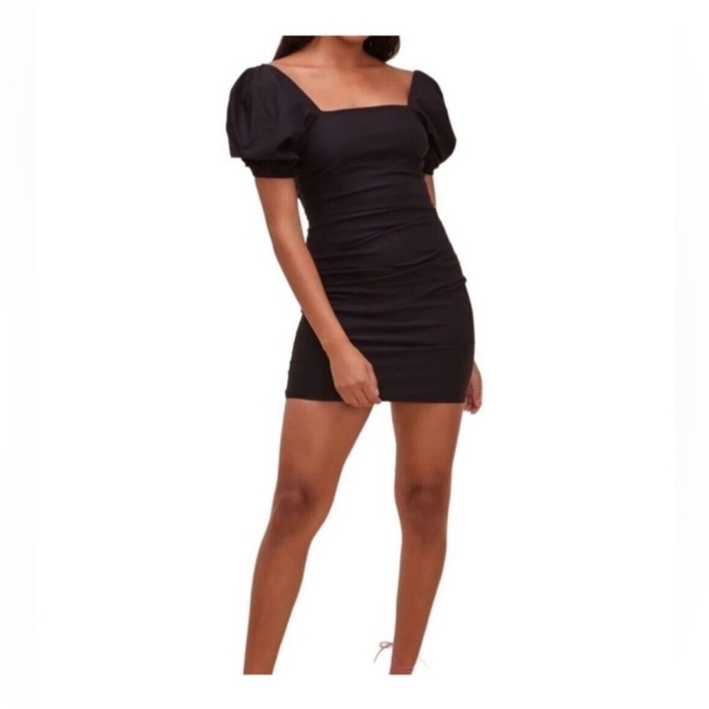 ASTR the Label Black Puff Sleeve Dress
